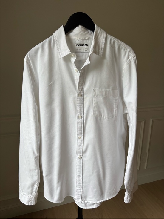 Express Other - EXPRESS 100% Cotton Men's White Casual Button-Down Shirt, SIZE L
